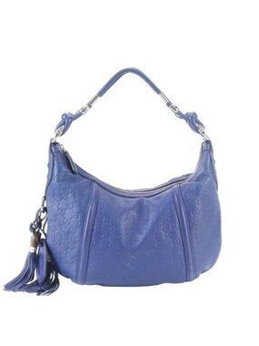 Gucci Guccissima Hobo Tassel Bamboo Leather Shoulder Bag Hand